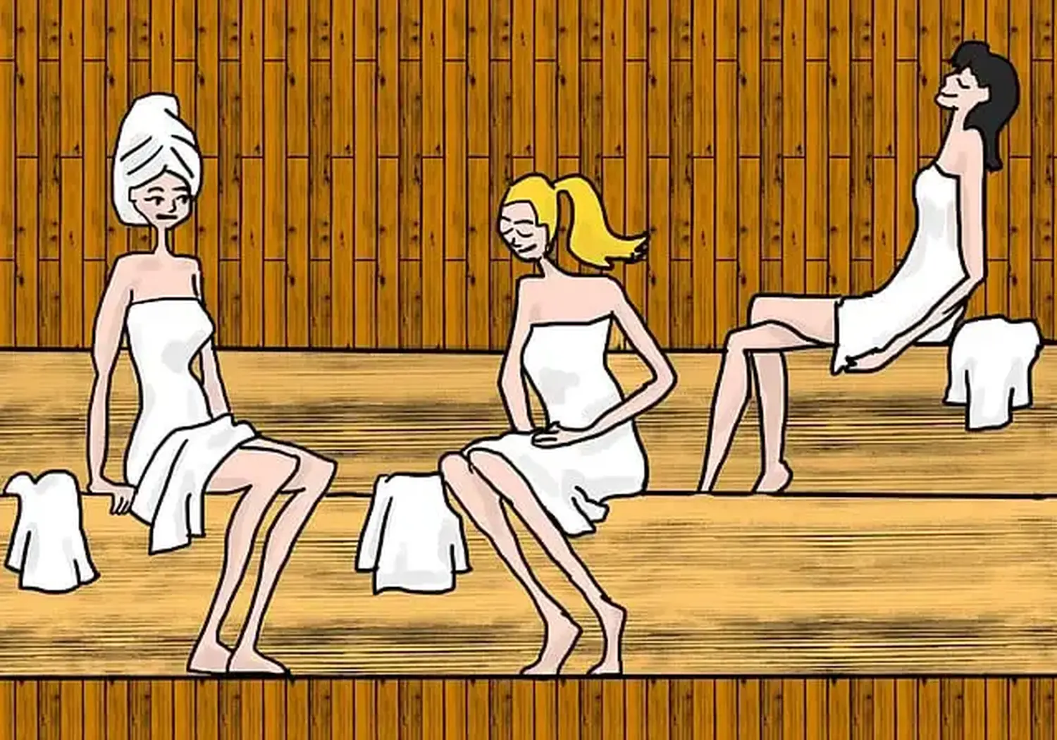 Femmes se relaxant en dehors de la zone de bain par Fitmalin